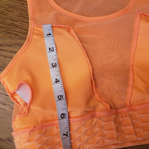LA Society sweetheart mesh back textured sportsbra crop top bikini top hibiscus - Picture 9 of 11